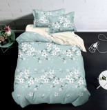 Cumpara ieftin Lenjerie De Pat Manila Xf075, Bumbac, 4 Piese, Fara Elastic, Albastru, Imprimeu