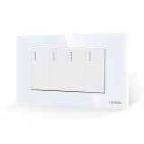 Cumpara ieftin Intrerupator Cvadruplu Mecanic LUXION cu Rama din Sticla, Standard Italian, 4M SmartElectro IntelligentHouse