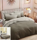 Cumpara ieftin Lenjerie Pat Bumbac 4 Piese Gri 240x250 cm (Cearceaf) + 2 Fete Perna 70x70 cm si 55x75 cm