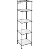 SONGMICS Raft metalic 30x30x124 cm, 5 niveluri, rafturi ajustabile si carlige incluse, structura otel si plastic, negru Household NewTrend