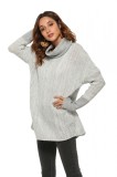 Y737-18 Pulover lung tricotat in doua nuante, cu guler lejer, L, M, M/L, S/M