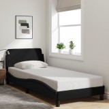 VidaXL Cadru de pat cu tăblie fără saltea, negru, 90x190 cm, textil