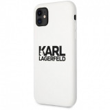 Husa TPU Karl Lagerfeld pentru Apple iPhone 11, Stack Black Logo, Alba KLHCN61SLKLWH
