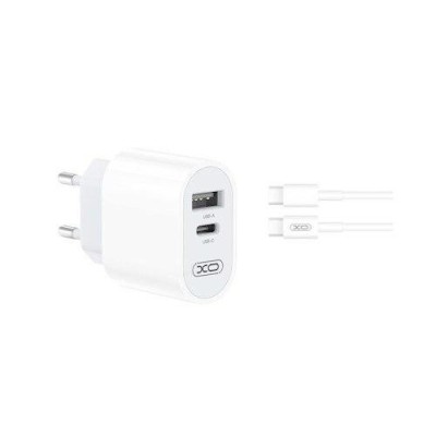 Incarcator retea XO L97, USB/USB-C, Fast Charge, 2.4A, 12W, Cablu 1m USB-C/microUSB inclus, Alb foto