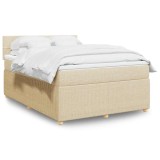 vidaXL Pat box spring cu saltea, crem, 160x200 cm, material textil 3287512