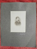 Fotografie tip CDV, barbat cu mustata, inceput de secol XX