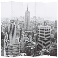 Paravan camera pliabil, 200x170 cm, New York pe zi, alb/negru foto