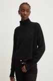 Hugo Blue pulover femei, culoarea negru, cu turtleneck, 50522508