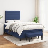 VidaXL Pat box spring cu saltea, albastru, 120x200 cm, textil 3136667
