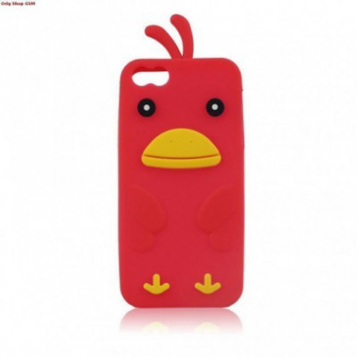 Husa Silicon 3D Chicken Apple iPhone 5C Rosu foto