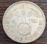 (A1027) MONEDA DIN ARGINT GERMANIA - 5 REICHSMARK 1936, LIT. A, VAR. CU SWASTIKA