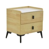 Cumpara ieftin Noptiera Alessio MDF culoare lemn natural - negru metal 46x37x47cm