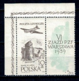 Polonia 1959 - Posta Aeriana, neuzata, cu vinieta