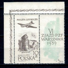 Polonia 1959 - Posta Aeriana, neuzata, cu vinieta