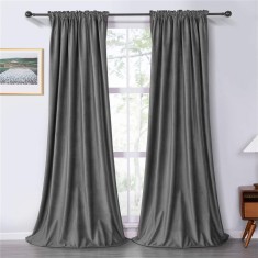 Draperie soft cu rejansa din bumbac cu 4 ate tip fagure, Super, 150x250 cm, densitate 200 g/mp, Gri