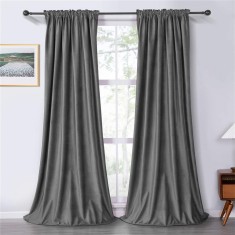 Draperie soft cu rejansa din bumbac cu 4 ate tip fagure, Super, 150x260 cm, densitate 200 g/mp, Gri