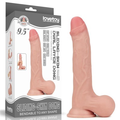Dildo Realistic Sliding Skin Dual Layer Dong - Whole Testicle, Natural, 24.5 cm foto