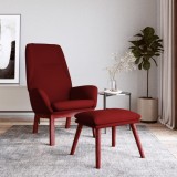 Scaun de relaxare cu taburet, roșu vin, textil