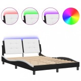 Cumpara ieftin Cadru de pat cu LED fara saltea Zadar negru/alb 140x190 cm