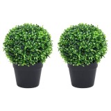 VidaXL Plante artificiale cimișir cu ghiveci, 2 buc. verde 27 cm minge