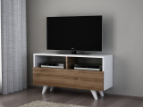 Cumpara ieftin Comoda TV, Furny Home, Novella K3, 90 x 50.6 x 29.5 cm, pal melaminat, alb/nuc