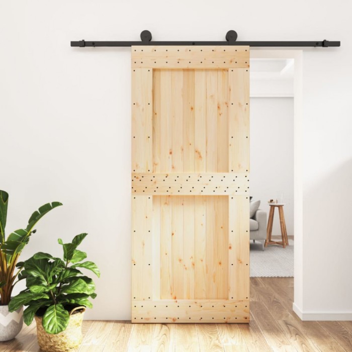 vidaXL Ușă glisantă cu set feronerie, 90x210 cm, lemn masiv de pin 3203073