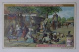 ROMANIA , SATRA DE TIGANI , CARTOLINA DE RECLAMA LA PRODUSUL GERMAN &#039; LIEBIG FLEISCH EXTRACT &#039; , CROMOLITOGRAFIE , TEXT IN LB. GERMANA , CCA , 1900