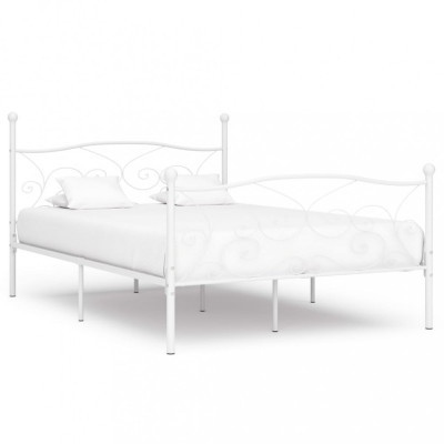 Cadru de pat cu baza din sipci, alb, 160 x 200 cm, metal GartenMobel Dekor foto