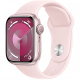 Apple Watch 9, GPS, Carcasa Pink Aluminium 45mm, Light Pink Sport Band - S/M