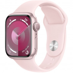 Apple Watch 9, GPS, Carcasa Pink Aluminium 45mm, Light Pink Sport Band - S/M