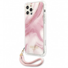 Husa Plastic - TPU Guess Marble pentru Apple iPhone 12 Pro Max, Roz GUHCP12LKSMAPI