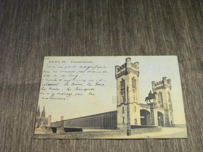 Carte poștală veche Germania &amp;ndash; K&amp;ouml;ln, Podul Eisenbahnbr&amp;uuml;cke (cel mai probabil din perioada 1900&amp;ndash;1940) foto