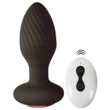 Vibrator Anal cu Rotatii, Remote Control, Silicon, USB, Negru, 9.7 cm