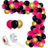 Arcada Baloane 150 Buc Roz Negru Auriu - Set Baloane Evenimente, Nunta, Botez, Aniversare - Decoratiuni Baloane Premium