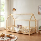 Pat casuta copii Sisimiut H 90 x 200 cm brad culoarea lemnului [en.casa] HausGarden Leisure