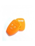Cumpara ieftin Husa cheie auto din silicon Jeep cu 3 butoane cu logo Portocaliu