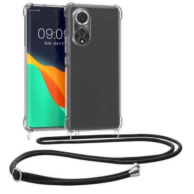 Husa Kwmobile pentru Huawei nova 9, Silicon, Transparent/Negru, 57665.01 foto