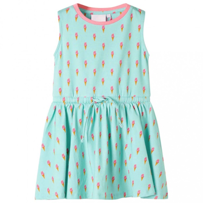 Rochie pentru copii cu snur in talie, verde menta deschis, 128