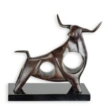 Taur-statueta moderna din bronz cu un soclu din marmura TBE-46