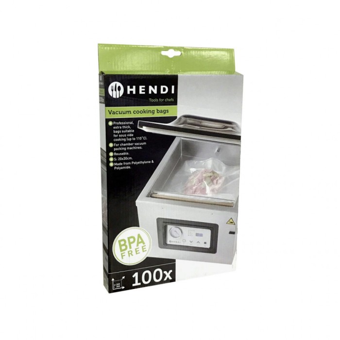 Set 100 pungi vacuum gofrate 200x300 mm, Hendi, 2 straturi, 75 microni grosime, filtru UV, DNH971024