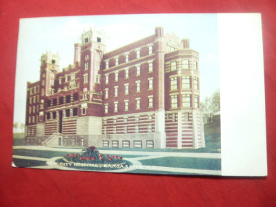 Ilustrata color SUA inc.sec.XX- New City Hospital Kansas foto