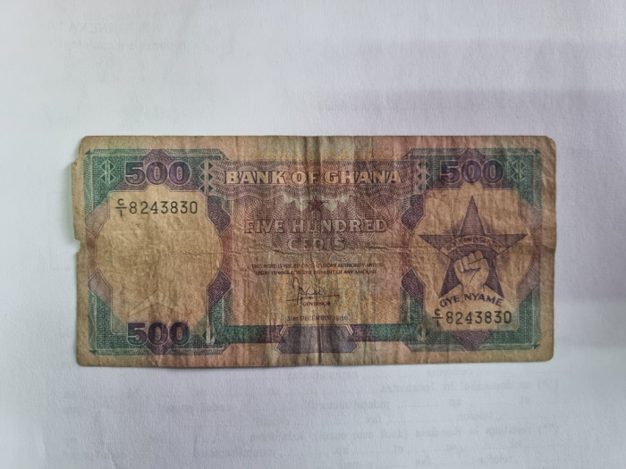 bancnota ghana 500c 1986