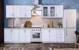 Bucatarie Provence 2.6m MDF Alb, Corpuri Bucatarie Standard, Masca Chiuveta, Sertare, Dulapuri, Blat Inclus