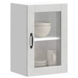 Dulap bucatarie Gossi Porto gri beton, usa sticla, 40x31x60 cm, montaj perete, depozitare