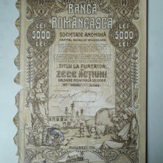 5000 Lei 1920 Banca Romaneasca actiuni vechi / Romania 265400