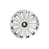 Cumpara ieftin Set 4 Capace Roti pentru Skoda Nou Alb-Negru, model Trend Gray, R15, SKODA