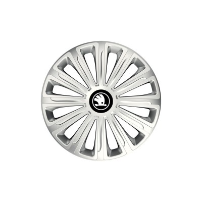 Set 4 Capace Roti pentru Skoda Nou Alb-Negru, model Trend Gray, R15, SKODA foto