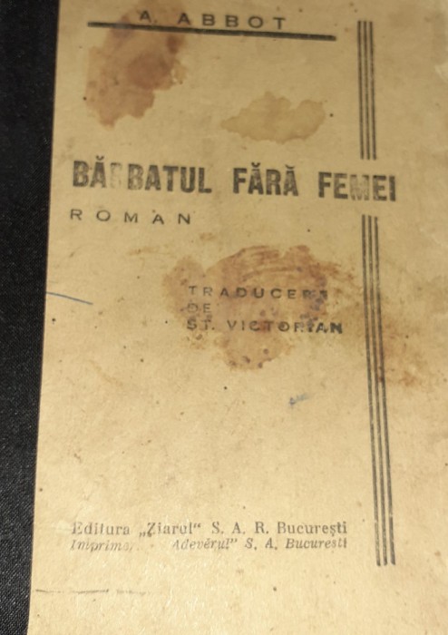BARBATUL FARA FEMEI A ABBOT COLECTIA ROMANE CAPTIVANTE 63 !!!!INTERBELICA