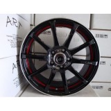 Set jante aliaj ART 355 L 17 inch, design sport negru cu insertii rosii