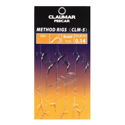 Carlige Legate Feeder cu Spin CLAUMAR Method Rigs, Carlig CLM-5, Nr.8, 7cm, Fir Textil, 0.14mm, 6buc/pac foto